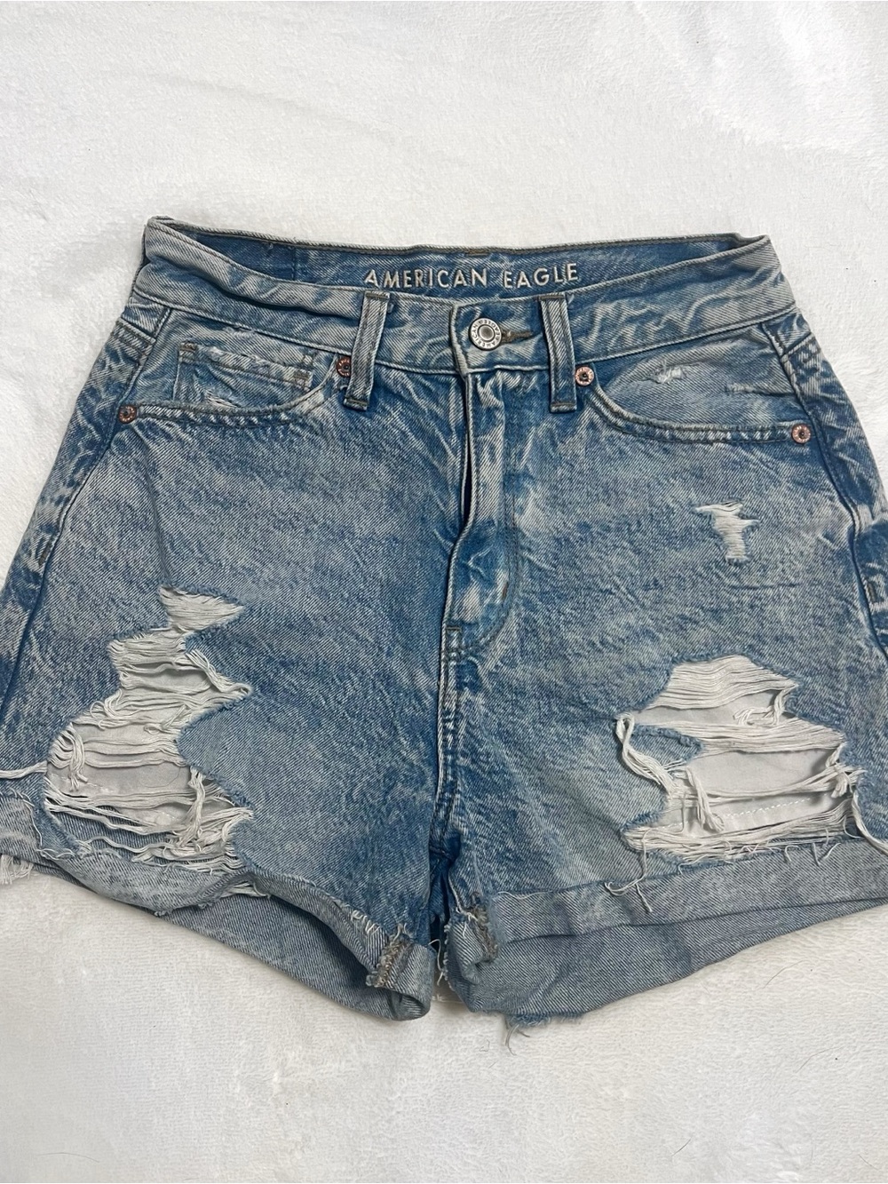 American Eagle Light Wash Mom Shorts